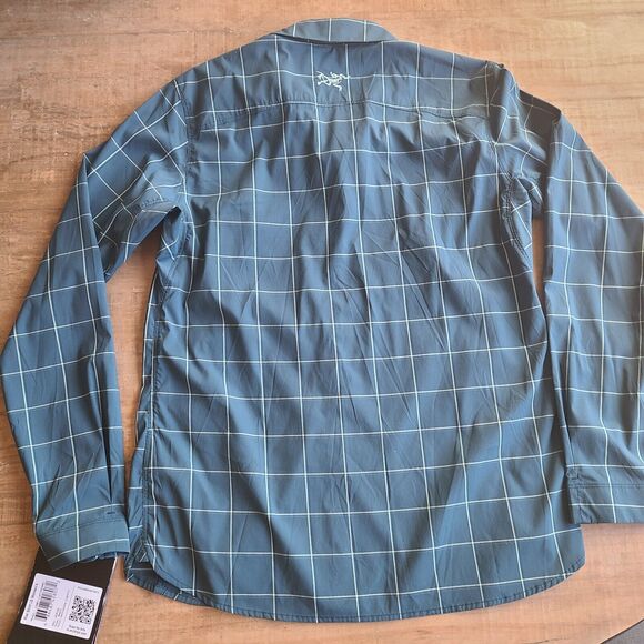 Arc'teryx Riel Long Sleeve Shirt Womens Small S Teal Button Down Plaid NEW - Picture 5 of 6